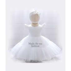 Tiered Mesh Dress - White