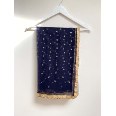 Navy and gold sequin dot dupatta