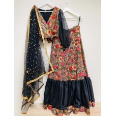 Floral sequin wrap over lehenga top