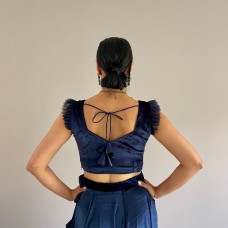 Velvet pleat trim top