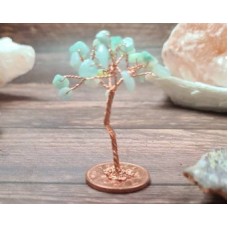 Mini Crystal Tree with amazonite - Copper Wire Detail - Presented inside a Glass Dome - Handmade by Umma