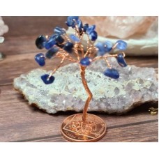 Sodalite Mini Crystal Tree - Copper Wire Detail - Presented inside a Glass Dome - Handmade by Umma
