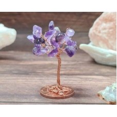 Amethyst Mini Crystal Tree - Copper Wire Detail - Presented inside a Glass Dome - Handmade by Umma