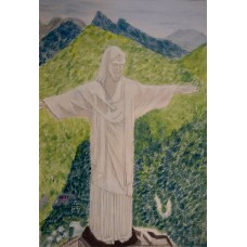 The Christ Redeemer/Seven wonders of the world/ Brazilian monument/ original painting