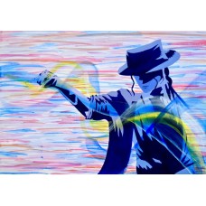 Original abstract art/ Smooth Criminal/ Michael Jackson Fan art/ pop art, musical icon, purple painting, blue painting, giclee print A4