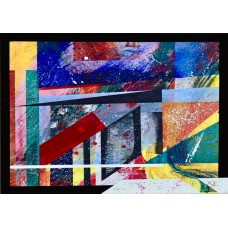 Original abstract art/ multicoloured/ multilayered/ bright print / geometric art