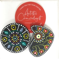 Mandala Style Hand Painted Magnets (pair) ideal as gifts to display on fridges or notice boards or any magnet friendly surface