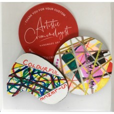 Arty Abstract Original Hand Painted Colourful Magnets (x2)