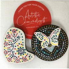 Mandala Style Hand Painted Fridge Magnets (pair) ideal as gifts to display this wonderful unique tiny art on any magnetic  friendly surface