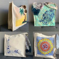 Original Hand Painted, Canvas Tote Bag in 4 Unique Designs 