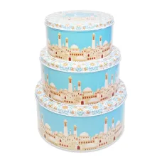 3-in-1 Sky Blue Mosque Eid Cake & Gift Tins Set