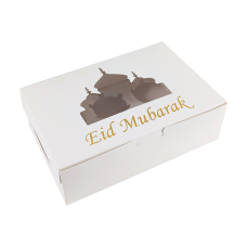 Eid Mubarak 6 Compartment Cupcake Box - White