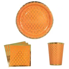 Amber Moroccan Plate, Cup and Napkin Set