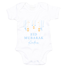Organic Baby Bodysuit - Eid Mubarak Lantern + Stars