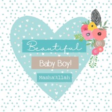 Baby Boy Card - Beautiful Baby Boy! Masha'Allah Heart