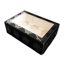 Geo Star Cupcake Box - Black & Silver (3 pk)
