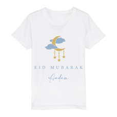 Organic Kids T-Shirt - Eid Mubarak Moon + Hanging Stars