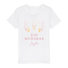 Organic Kids T-Shirt - Eid Mubarak Lantern + Stars