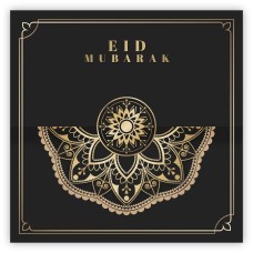 Eid Mubarak Card - Black & Gold Geometric