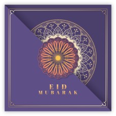 Eid Mubarak Card - Purple & Gold Geometric