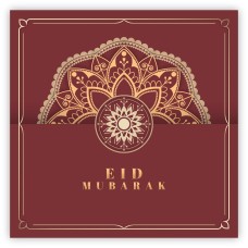 Eid Mubarak Card - Red & Gold Geometric