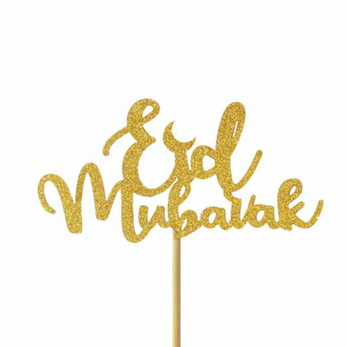 Eid Mubarak Glitter Cupcake Toppers (Pack of 10) - Gold