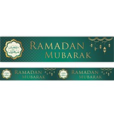 RAMADAN Mubarak Banner Decoration - Green & Gold Lanterns Design (AG20)