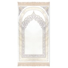 Luxury Padded Salah Prayer Mat With Zip - Arch - Beige