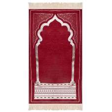 Luxury Padded Salah Prayer Mat With Zip - Arch - Red
