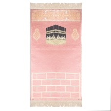 Luxury Padded Salah Prayer Mat With Zip - Kaaba - Pink