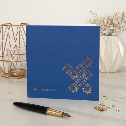 Eid Mubarak Card - Gold Foiled - Cobalt Blue (RC 27)