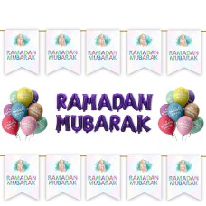 Ramadan Mubarak 34 pc Decoration Set - Pastel Rainbow Watercolour Mosque