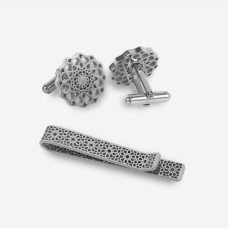 Cufflink and Tie Clip Gift Set - Silver