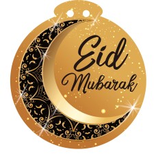 EID Mubarak Black & Gold Moon Small (20 pcs) Hanging Circles (AG21)