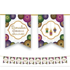 RAMADAN Mubarak Bunting Decoration - Multicolour Geometric Design (AG20)