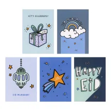 Blue Multipack Eid Mubarak Cards - 5 Pack