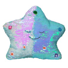 My Dua Pillow - Flippable Sequin Pillows with Light and Sound (Light Blue / Pearl)