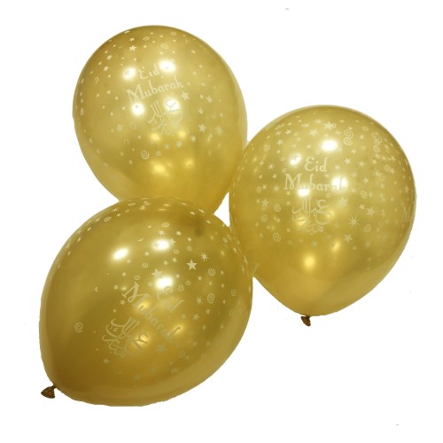 Eid Mubarak Balloons - Gold - 10 pack