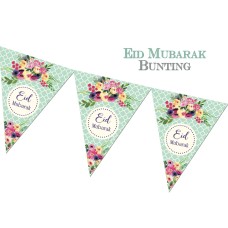 Eid Mubarak Bunting - Arabesque Flowers
