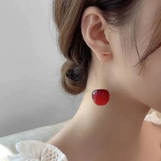 Cherry Dangle Earrings, Dangle Drop Fruit Earrings, Cute Cherry Earrings, Fruit earrings, Tassel Dangle Earrings, Long drop earrings