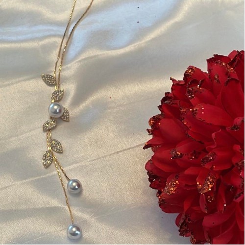 Pearl Necklace, Leaf & Pearl Necklace, Bridesmaid Necklace, Bridesmaid Gifts, Leaf Jewellery, Pearl Charm Necklace, Leaf Pendant