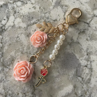 Pink Rose Keyring | Flower Keychain | Rose Bag Charm | Flower lover gift | Birthday Gift | Wedding Gift | Bridesmaid Gifts | Flower Keyring