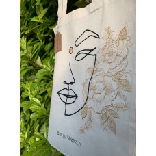 Custom Handpainted Abstract Face Tote Bag | Personalised Summer Holiday Canvas Tote Gift | Minimalist Shopper Bag | Bridal Shower Gifts