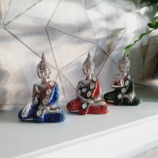Mini Buddha Statue set, Meditation Posing Buddha Ornaments in 3 colours with silver