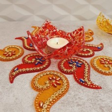 Diwali Rangoli Candle Set - Table Decor Festive Indian Wedding Puja Decoration