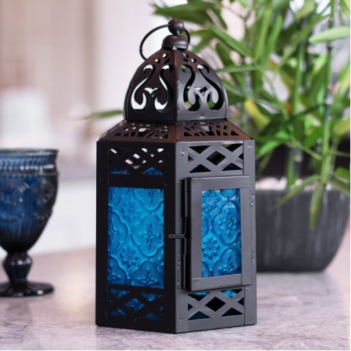 Blue Moroccan Lantern Candle Holder