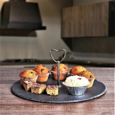 Slate 1-Tier Cake Serving Stand in Slate