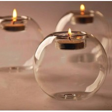 Round globe Glass Tealight Candle Holder - wedding favours, candle in clear glass