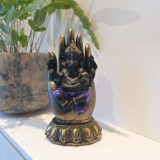 Black Ganesh Statue Sitting in Hand - Lord Ganesh, Decorative Statue, Hindu God