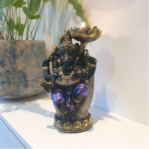 Black Ganesh Statue with Tealight Holder